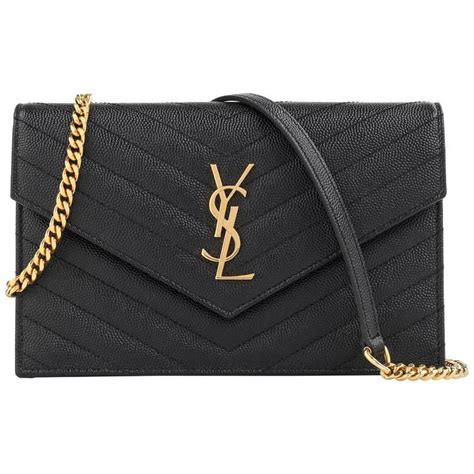 ysl black bag black chain|YSL black leather handbag.